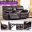 Ensemble de salon inclinable manuel en similicuir 2 pièces - Siège spacieux avec rangement et porte-gobelets-1379024211