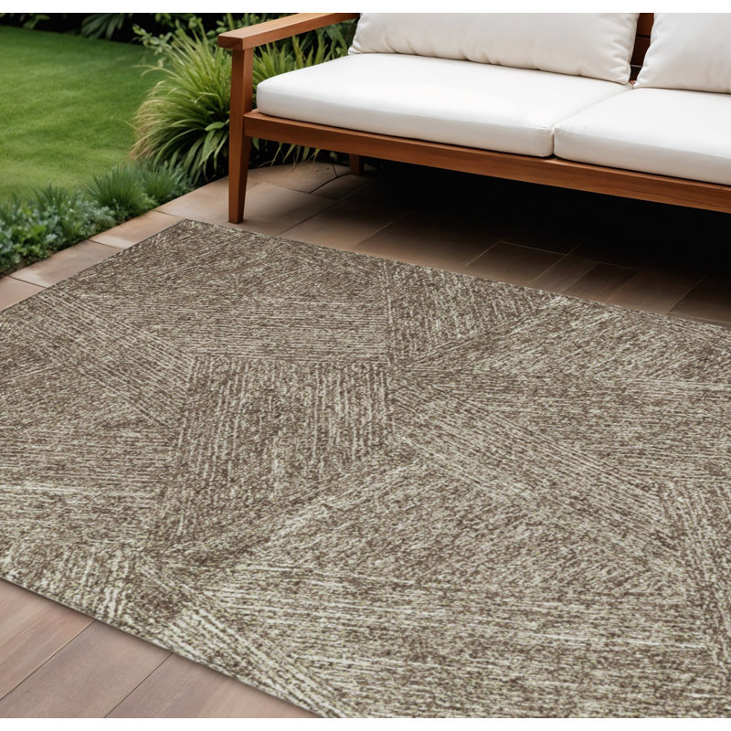 Tapis intérieur lavable abstrait chocolat et beige 9 pi x 12 pi HomeRoots
