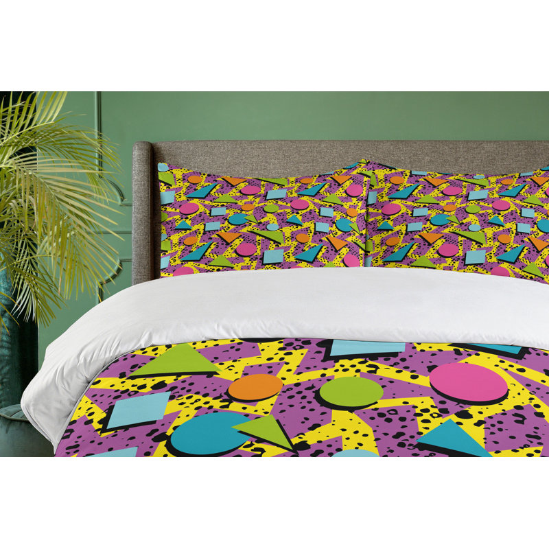 King Multicolor Geometric Pop Art Duvet Cover Set