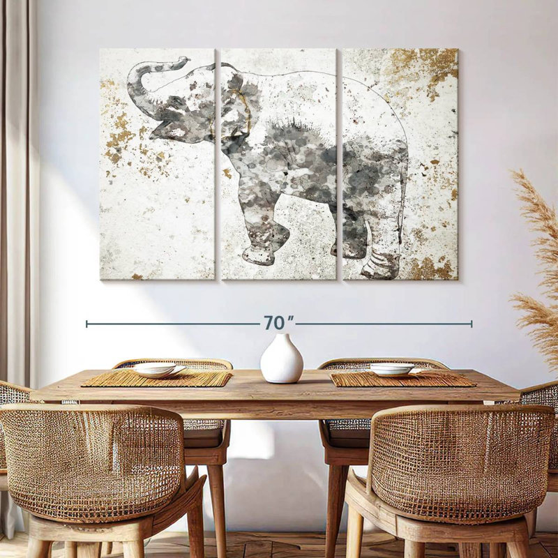 Baby Elephant Trumpeting, 42" H x 65" W