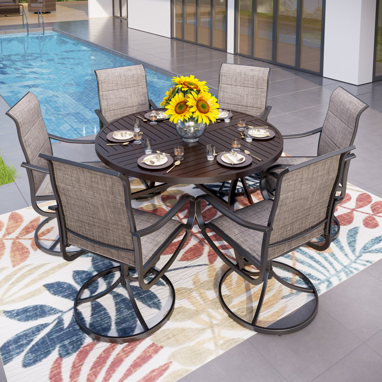 Sutiya 6 - Person Metal Patio Dining Set with Round Table