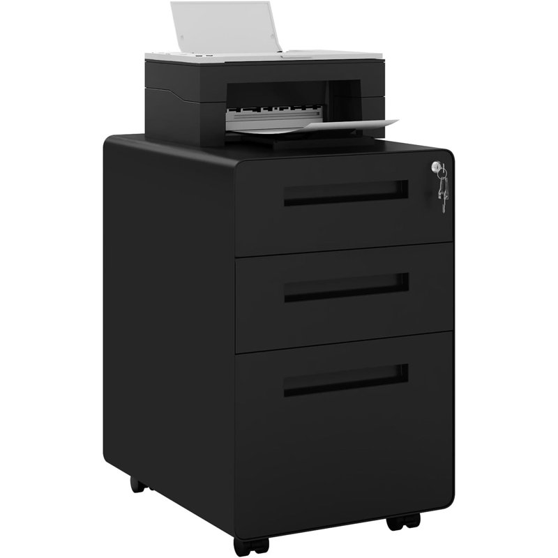 3 Drawer Filing Cabinet, Black