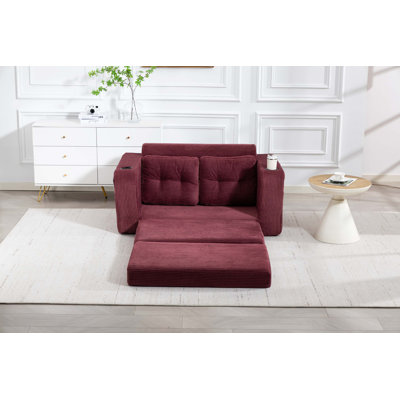Convertible Corduroy Sofa Bed with Memory Foam Support