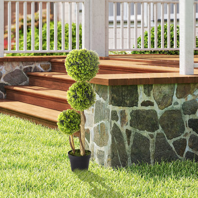 90cm Faux Moss Topiary in Cement Pot