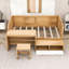 Lit de jour simple en bois avec bureau, tabouret, tablettes et lattes-466173474