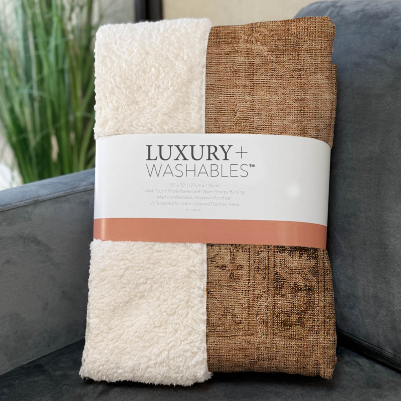 Addison Machine Washable Sherpa Throw Blanket, Cuivre, ASB658 Oriental