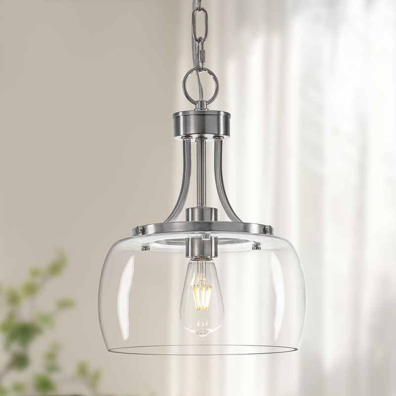 Luminaire suspendu moderne en verre transparent , Nickel brossé