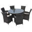 Valladolid 6 - Person Patio Dining Set with Round Table , Cushions Included-2142610702-2142610701