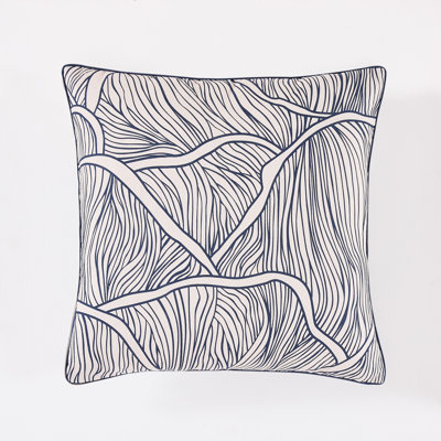 Umbra Bloom Linen Blend Pillow Cover Navy/Neutral