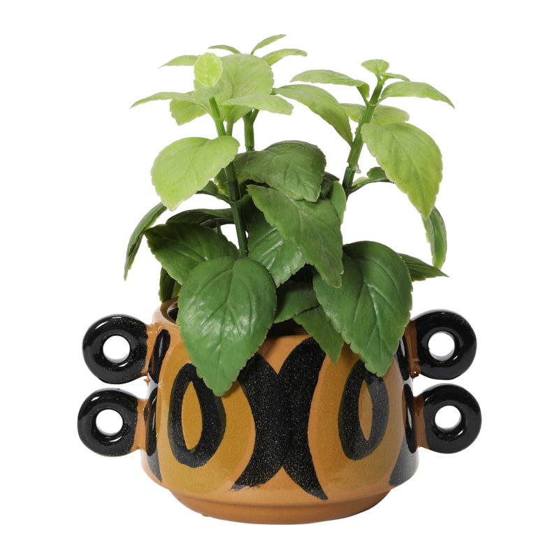 Hand Painted Stoneware Planter with Handles