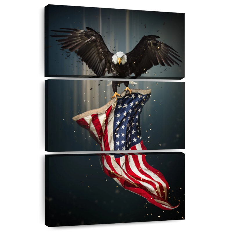 Borges Eagle And American Flag, 32" H x 20" W