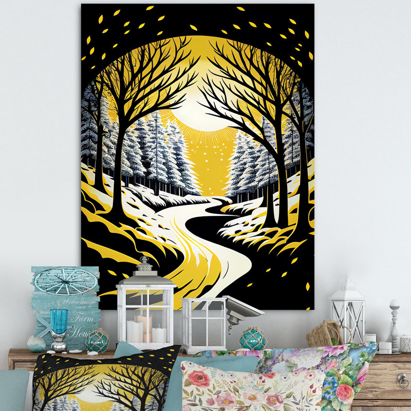 «Winter Trees with Snow Mountain River III», reproduction sur toile, H 20 po x l 12 po x P 1 po, Toile tendue