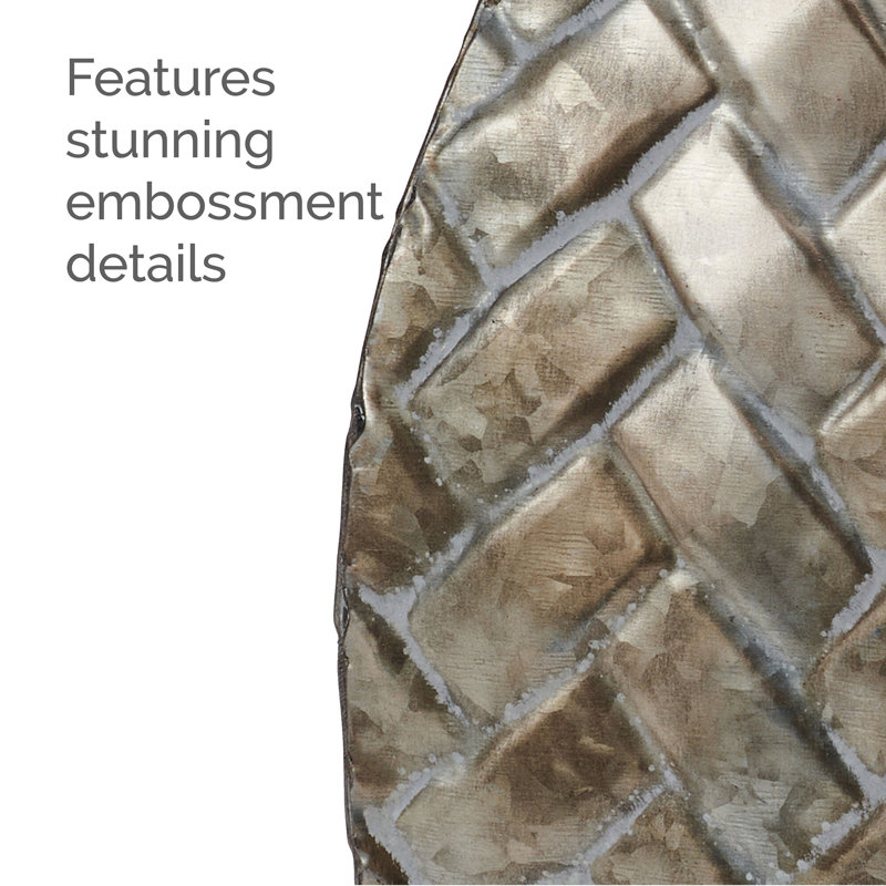 Champagne Weave Embossed Metal Table Vase, 17-Inch