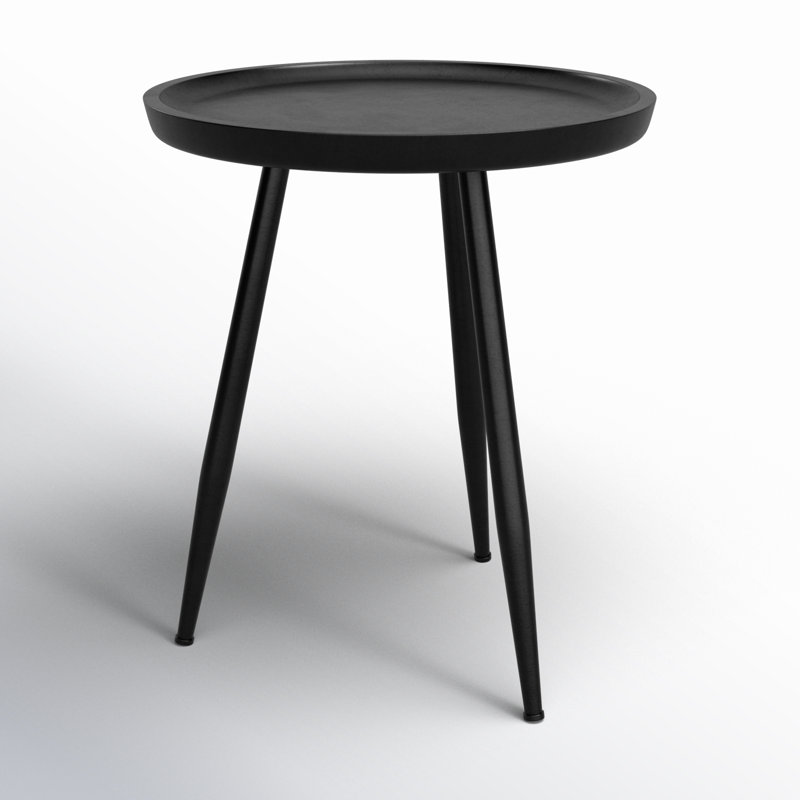 Table d'appoint Castiglia 23 po en bois massif avec plateau, Noir