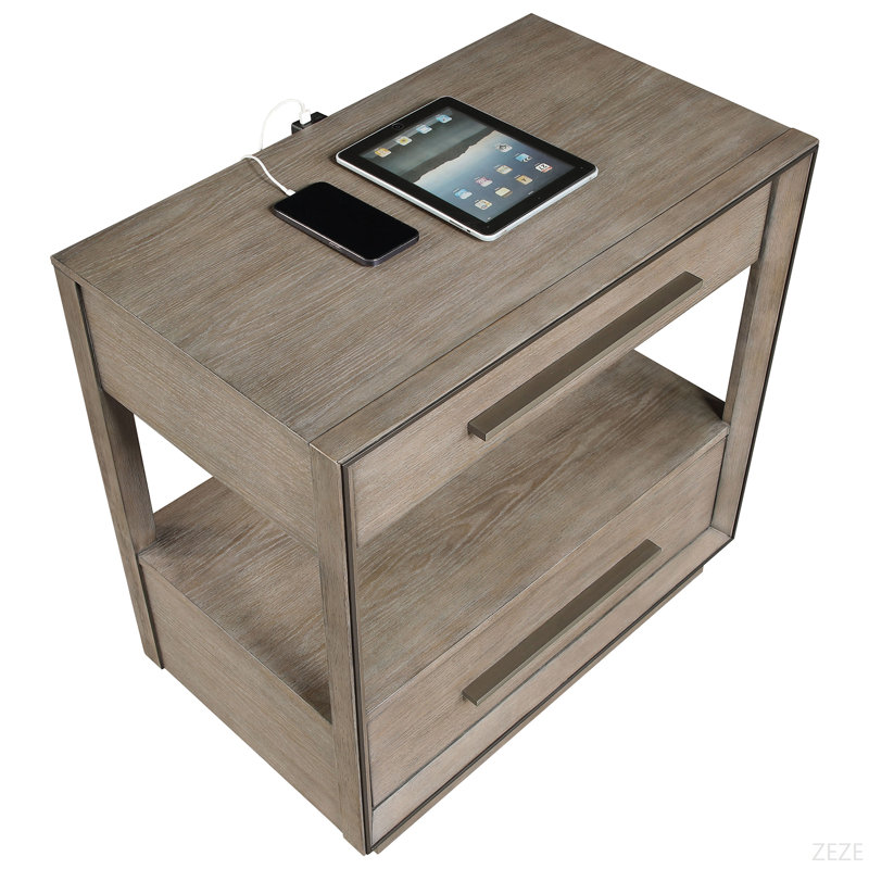 Table de chevet 2 tiroirs Taupe