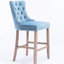 Velours haut dossier avec boutons, pieds réglables, velours bleu, 2 chaises de bar faites à la main, structure en bois massif, sièges confortables,