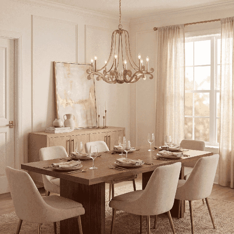 Lustre 5 lumières en laiton noble Lombard, 5 lumières, H 24 po x l 27 po x P 27 po