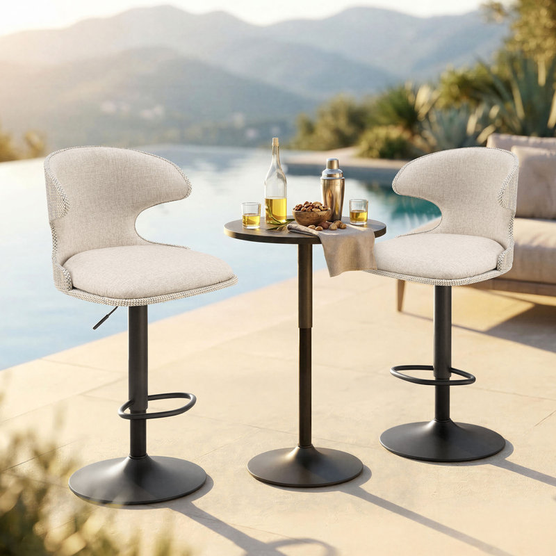 Chaise de bar pivotante pour l'extérieur, Similicuir beige