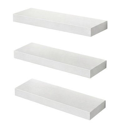  Floating Shelf Wall Storage Screw Mounted Rustic Home Decor 3 PCS White