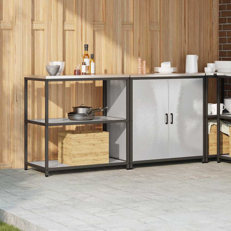  Kitchen Storage Set With Shelf 2 Pcs Sliver 180 X 50 X 92 Cm