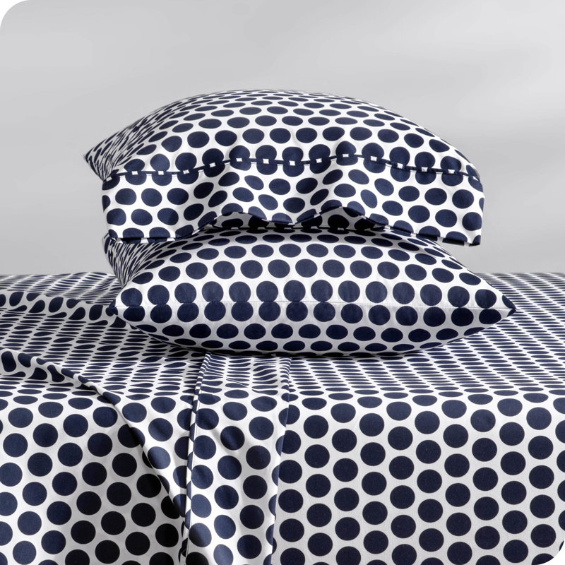 Ensemble de draps 100% coton, Blanc / Minuit, Ensemble de draps pour très grand lit + un drap-h