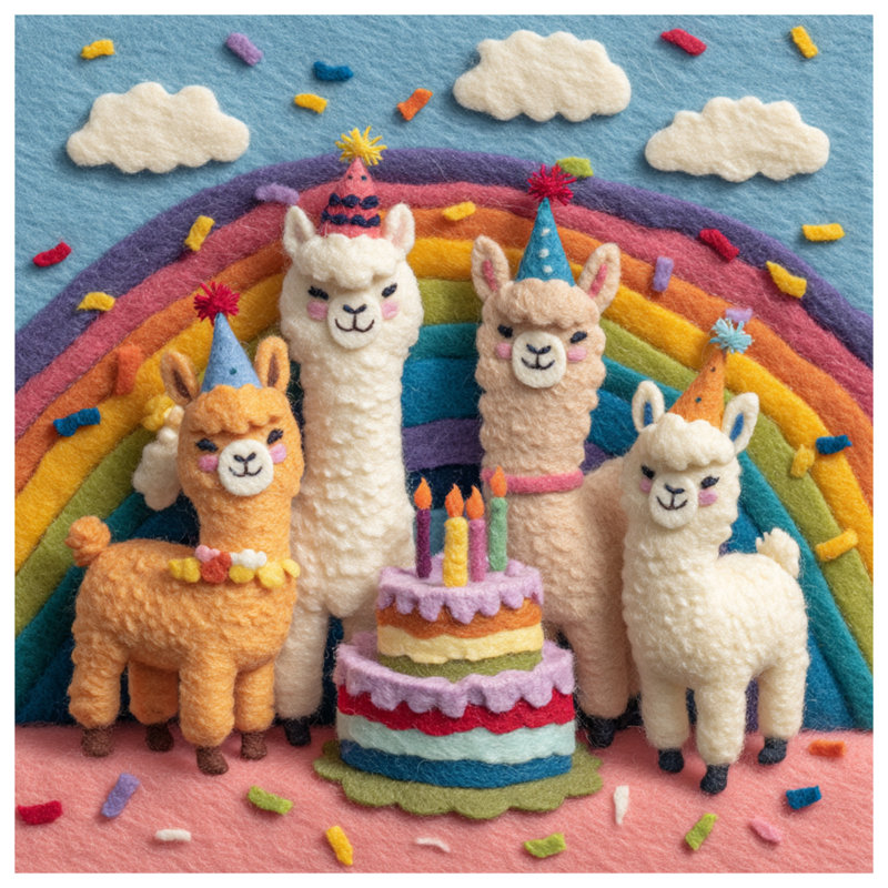 Rideaux de douche Felt Llamas Birthday Cake, L 70 po x H 72 po