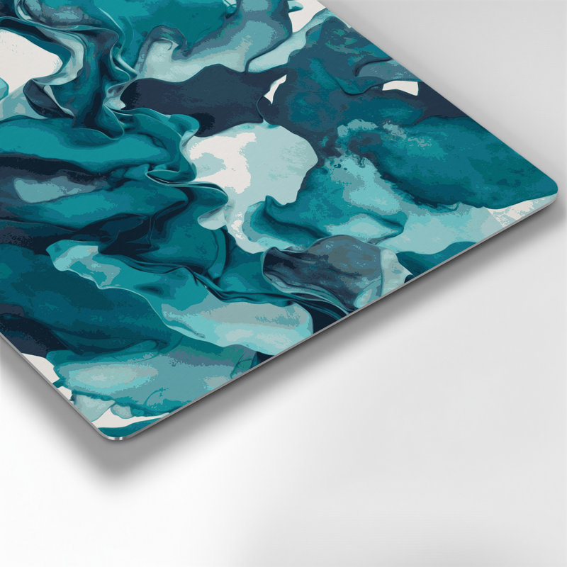 Aquarelle abstraite 50, art mural en métal bleu, H 12 po x l 12 po