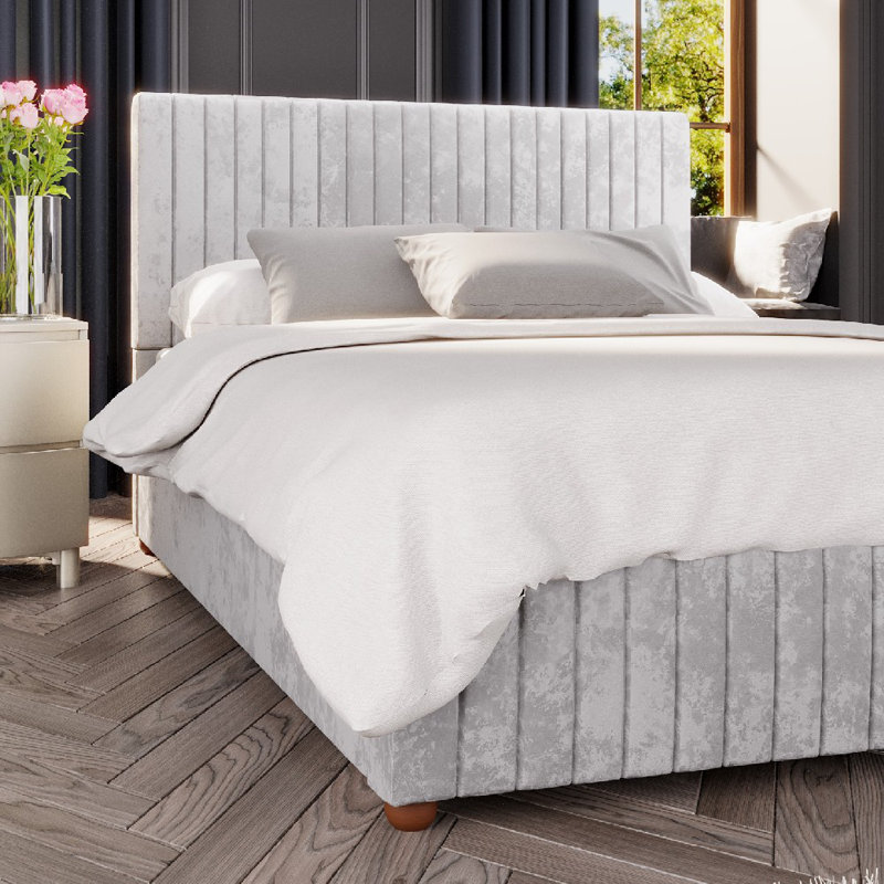 Upholstered Ottoman Bed, Super King (6'), Silver