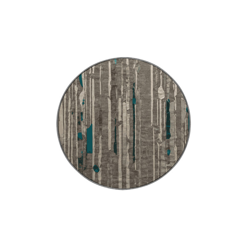 Machine Washable Gray Area Rug GSIX03651, Round 4'