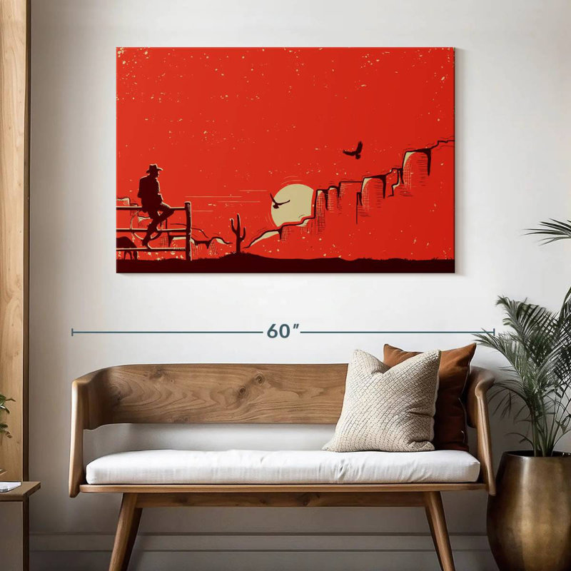 Lelar Cowboy Sunset Landscape, 32" H x 48" W