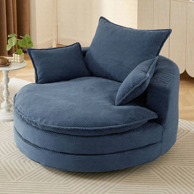 Fauteuil demi-tonneau pivotant à 360 ° de 57,5 po avec coussin double couche et 3 coussins amovibles