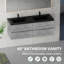 Meuble-lavabo flottant 60 po avec lavabo, meuble-lavabo mural moderne 60 po avec deux lavabos en quartz noir et quatre tiroirs à fermeture en douceur, gris ciment série EDI-120565908