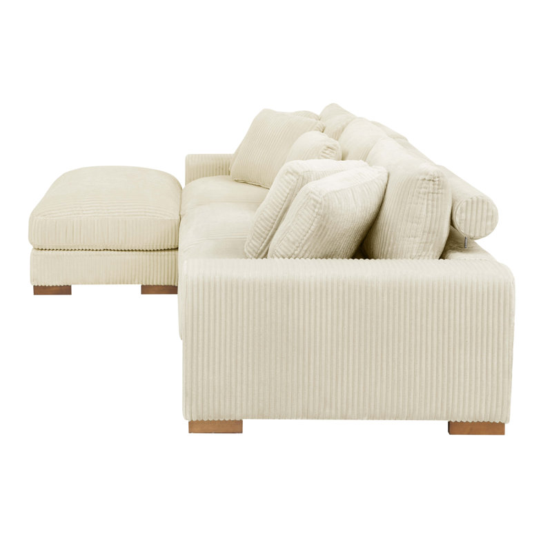 Beachcastle Modular Corduroy Sectional, Beige Corduroy