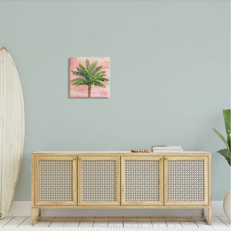 «Sunset Palm Tree Glam», art mural sur toile par Paul Brent, L 17 po x H 17 po