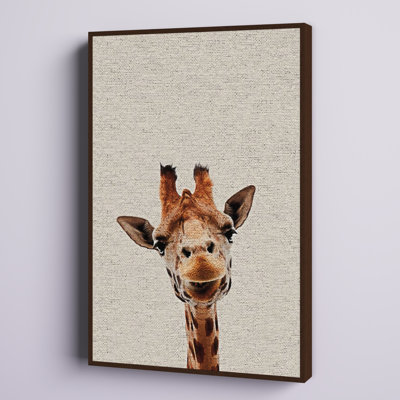 'Curious Giraffe' Floater Framed Canvas Print