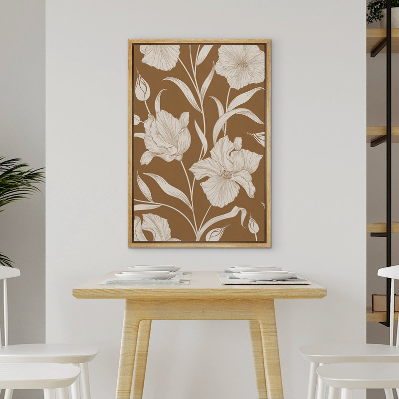 «Warm Brown Floral Decor», impression sur toile encadrée, H 36 po x l 24 po, Naturel
