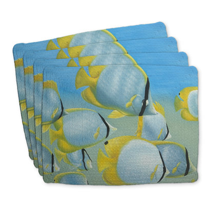 Ensemble de 4 napperons en polyester tressé Butterfly Fishes - Décoration intérieure