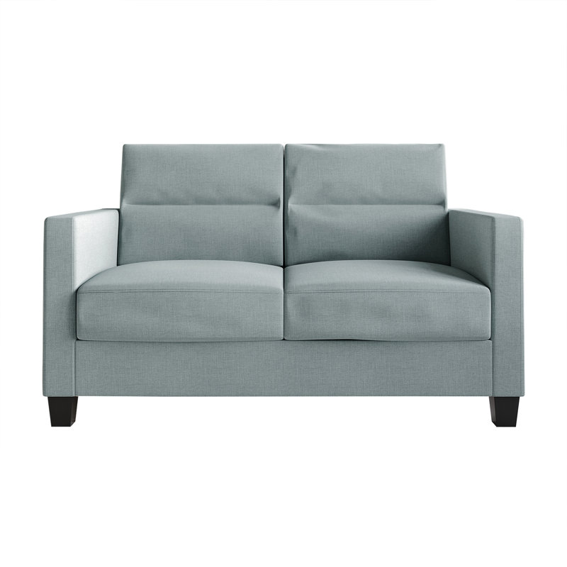 Macy Upholstered Loveseat, Light Blue