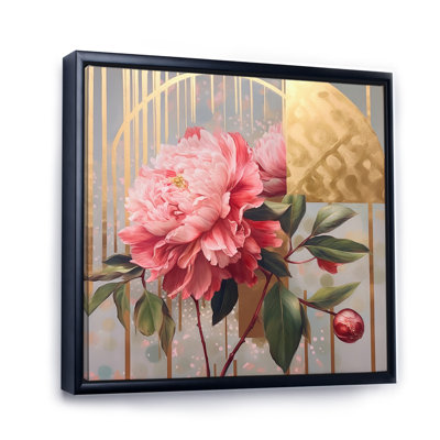 Perfection de la pivoine rose et jaune sur toile