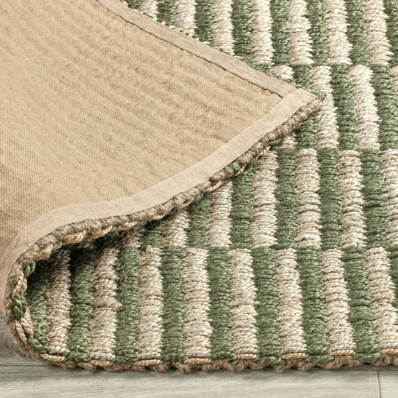 Handmade Green and Natural Jute Rectangular 8' x 10' Rug