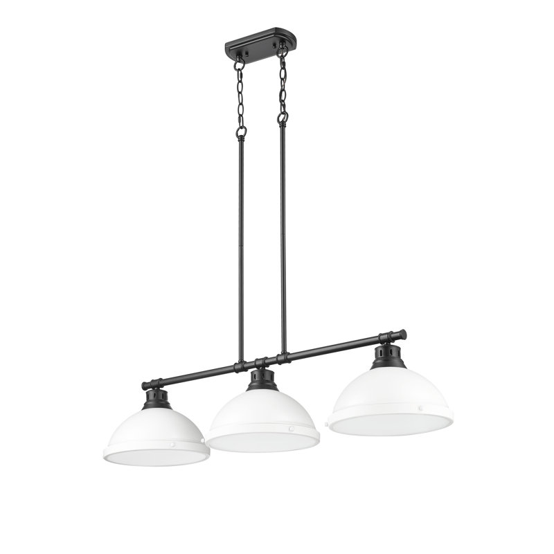 Laramy 3-Light Linear Pendant, Matte Black, Matte White