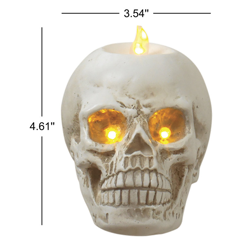 Set Of 4 Battery Operated Resin Hanging Skull Appear To Be Hanging In Mid-Air