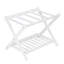 Porte-bagage pliant en bois blanc 1Pc avec tablette de rangement et sangles en nylon, support de valise pliable d'une capacité de 150 livres