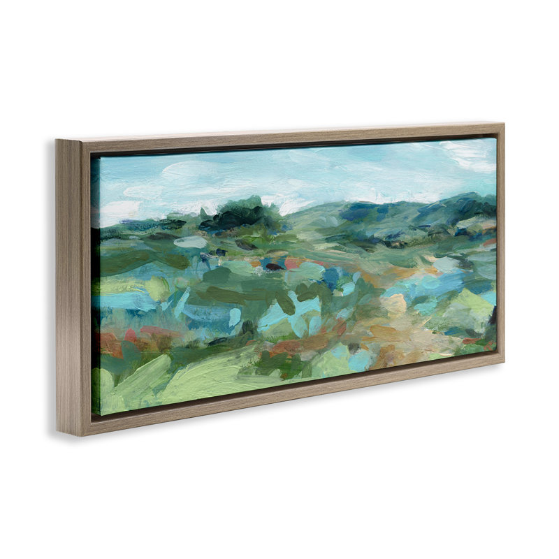 Cadre flottant Painterly Landscape, H 14 po x l 31 po, Cadre flottant orme Montalcino