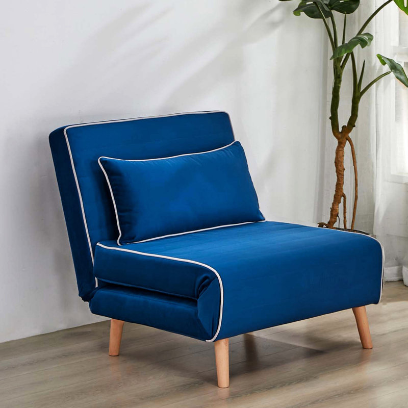 Velours, chaise pliable, bleu, style moderne, 3, interrupteur de lit rapide, oreiller, employés de bureau modernes, couchette réglable, jusqu'à 10 secondes, espace, petits dortoirs