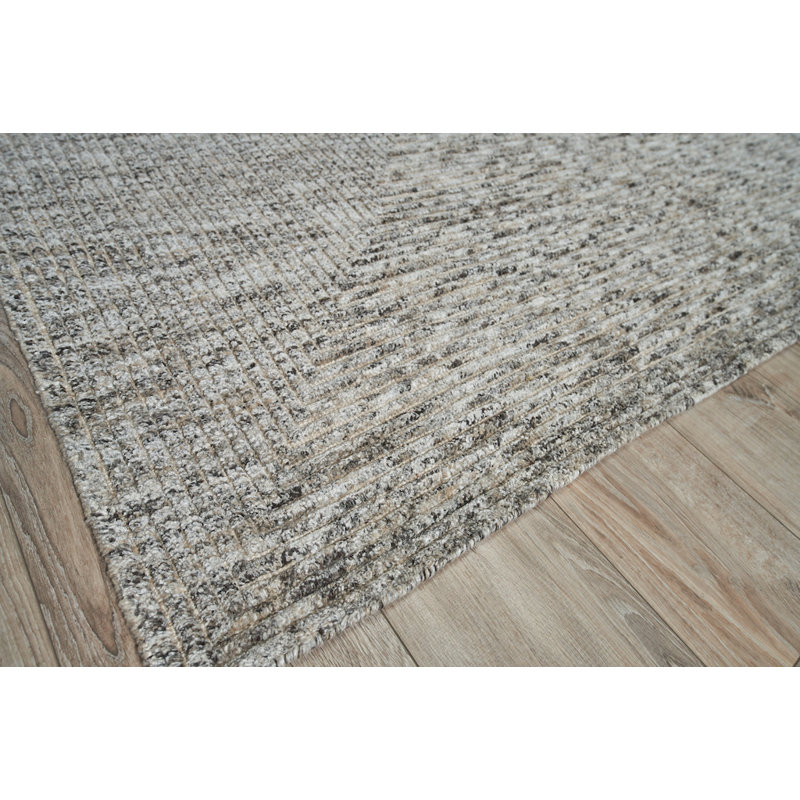 Crescent Wool Area Rug in Gray, Rectangle 10' x 14'