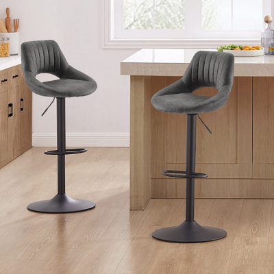 Swivel Upholstered Adjustable Height Counter Stool with Metal Frame