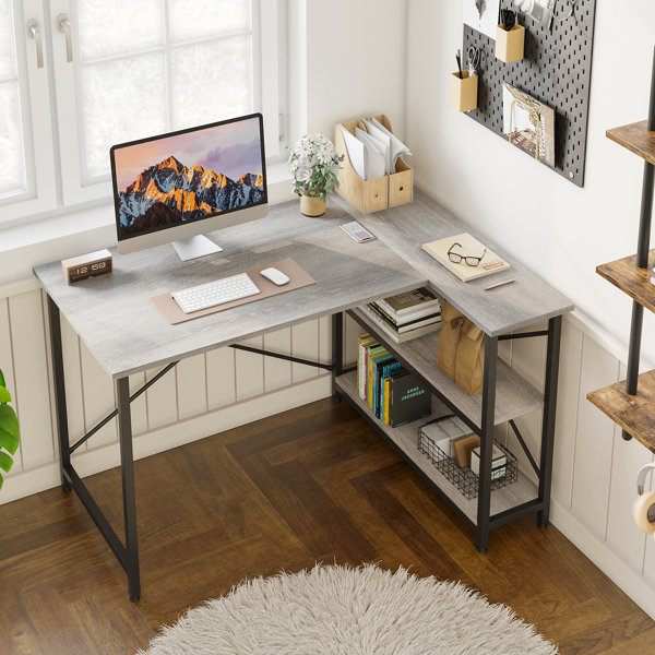 Tribesigns Reversible L-Shaped Desk with Wireless Charging & Shelves