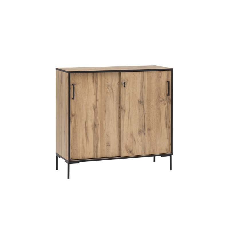 Gregson 2 -Door 1 -Shelf Cabinet Office Storage Cabinet, Beige