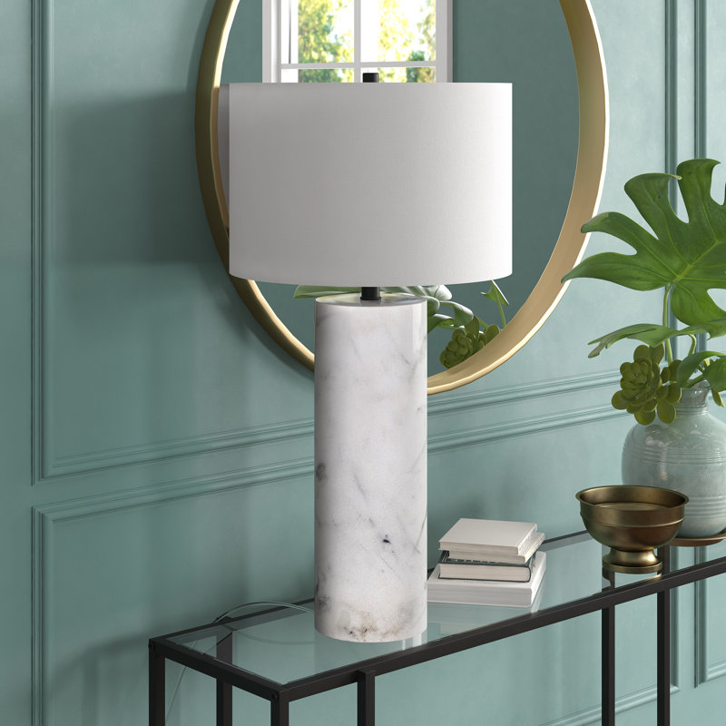 Elise Table Lamp, Marble/Black/White